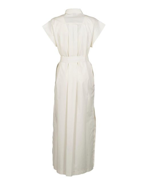 8pm White Belted Capped Sleeve Dress