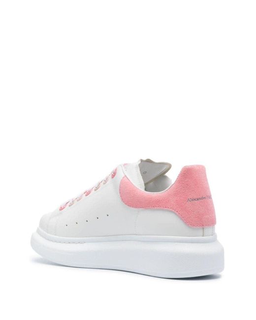 Alexander McQueen White Oversized Sneakers With Pink And Multicolour Details