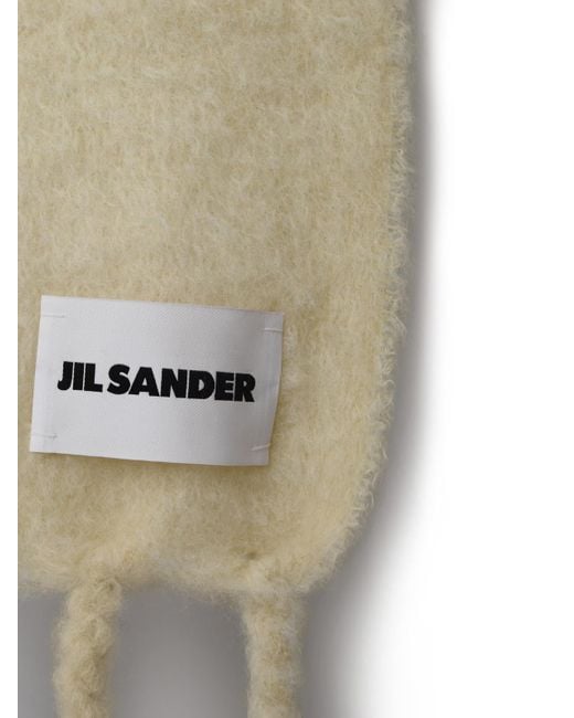 Jil Sander White Cream Wool Blend Scarf