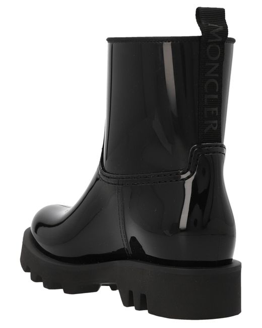Moncler Black Ginette Logo-appliquéd Glossed-rubber Rain Boots