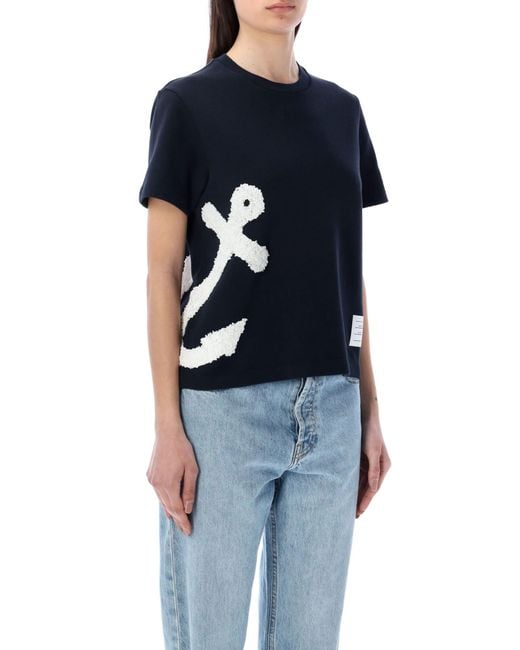 Thom Browne Blue Boucle Embroidery Tshirt