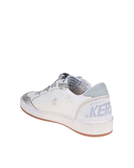Golden Goose Deluxe Brand Ballstar In White And Silver Leather