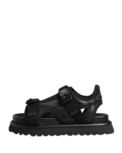 Dolce & Gabbana Black Logo Detailed Chunky Sandals Shoes Leather for men