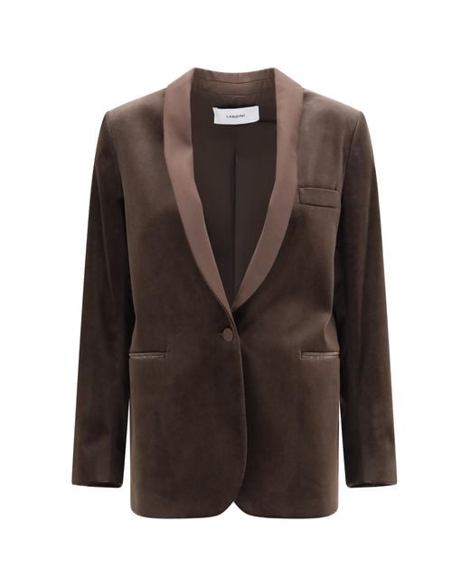 Lardini Brown Velvet Blazer Cotton; Elastane; Modal Jacket