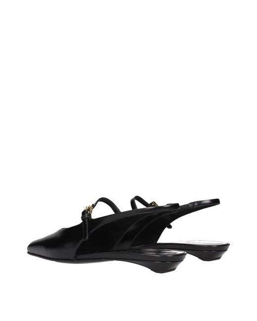 Prada Black Leather Flat Sandals
