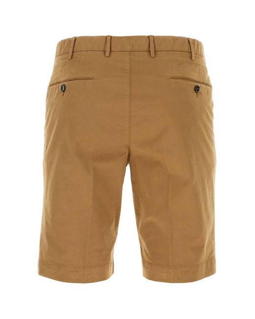 PT01 Natural Camel Stretch Cotton Bermuda Shorts for men