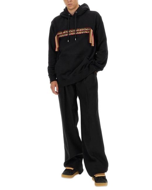 Lanvin Black Sweatshirt With Logo Cotton Sweatshirts for men