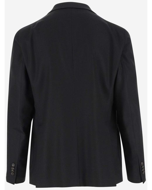 Tagliatore Black Stretch Wool Single-Breasted Jacket for men