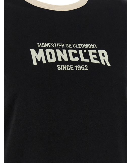 Moncler Black Flocked Logo T-Shirt