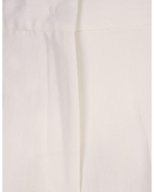 Fabiana Filippi White Fluid Viscose And Linen Wide Trousers