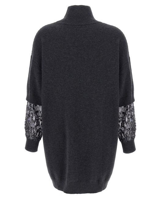 Brunello Cucinelli Blue Sequin Sleeve Dress