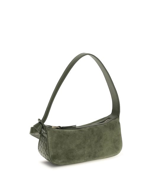 Bottega Veneta Green Shoulder Bag Nodo Tweed- Tweed/ Calf Leather (Bos Taurus)