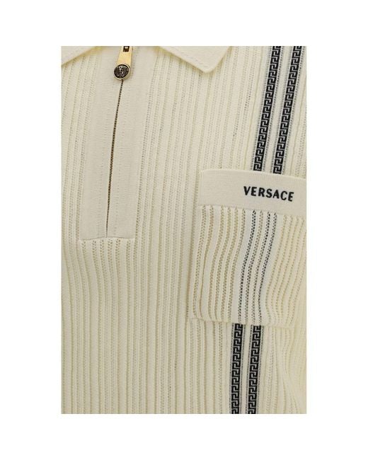 Versace Natural Beige Cotton Polo Shirt for men