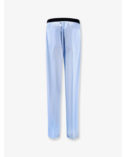 Tom Ford Blue Stretch Satin Trousers Silk