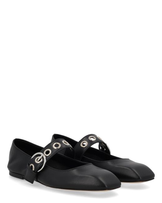 Aeyde Black Mary-Jane Shoe With Eyelets Upper: Nappa Leather