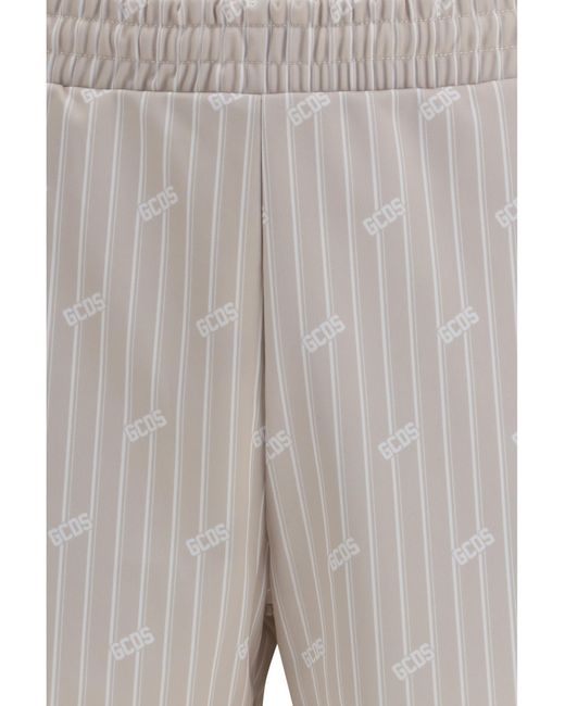 Gcds Gray All-Over Logo Pinstripe Shorts Polyester Bermuda for men