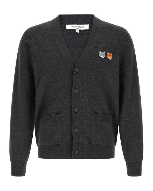 Maison Kitsuné Black Double Fox Cardigan for men