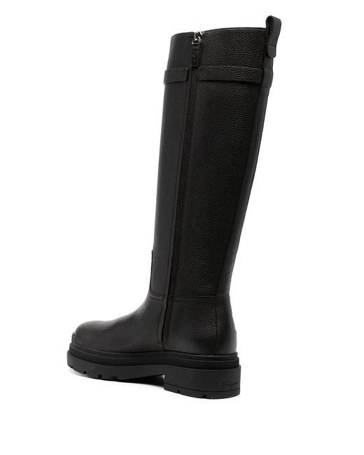 Ferragamo Black Vara Chain Knee-High Boots