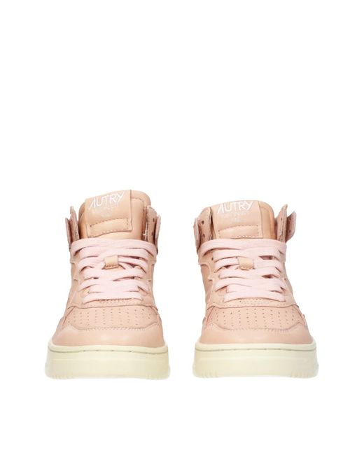 Autry Pink Medalist 01 Mid Sneakers