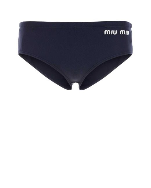 Miu Miu Blue Dark Stretch Nylon Bikini Bottom