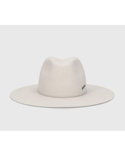 Borsalino White Heath Alessandria Brushed Felt Leather Hatband for men