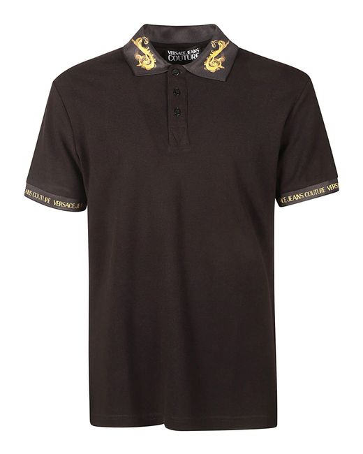 Versace Jeans Black Logo Trimmed Regular Polo Shirt for men
