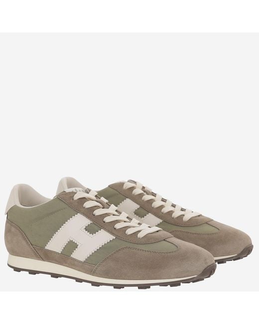Hogan Gray Suede And Mesh Sneakers, Leather Trainers for men