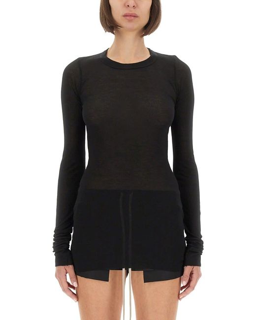 Rick Owens Black Ribbed" T-Shirt