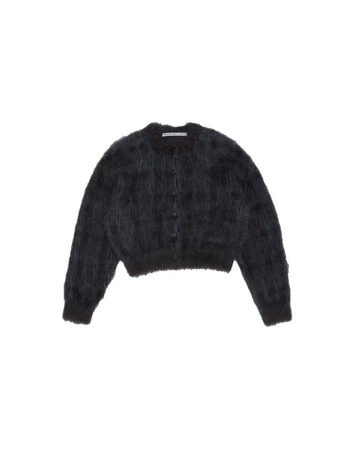 Alexander Wang Black Plaid Knit Cardigan