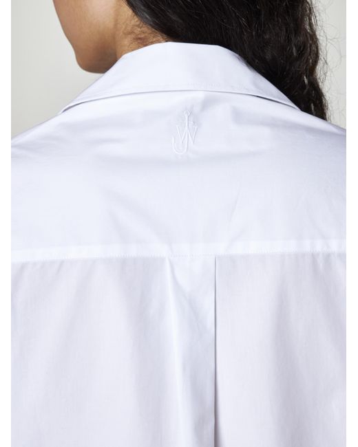 J.W. Anderson White Bow-Tie Cotton Cropped Shirt