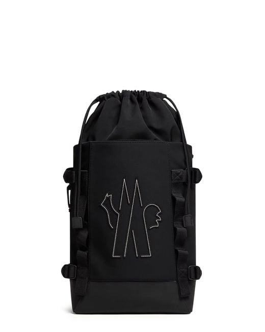 Moncler Black Nylon Backpack With Logo Patch for men