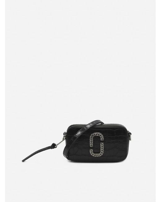 Marc Jacobs The Croc-embossed Snapshot Leather Bag in Black - Lyst