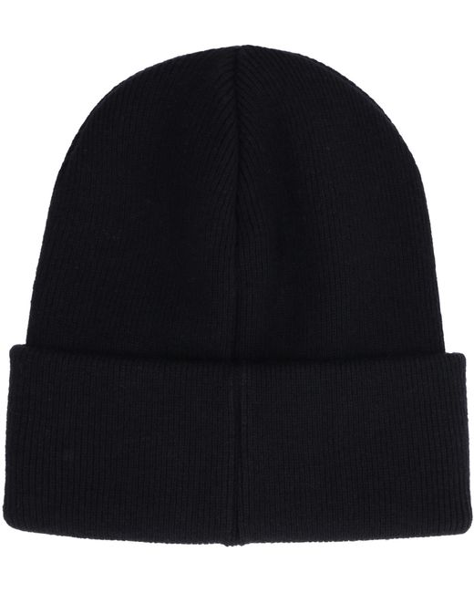 DSquared² Black Ribbed Wool Beanie Hat for men