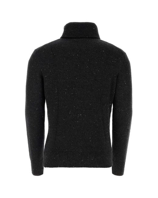 Johnstons Black Dark Cashmere Sweater for men
