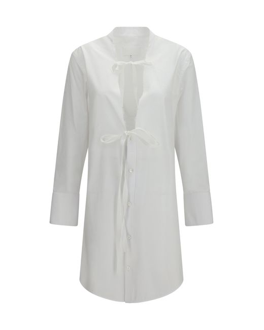 Maison Margiela White Raw-Edge Cotton Mini Dress