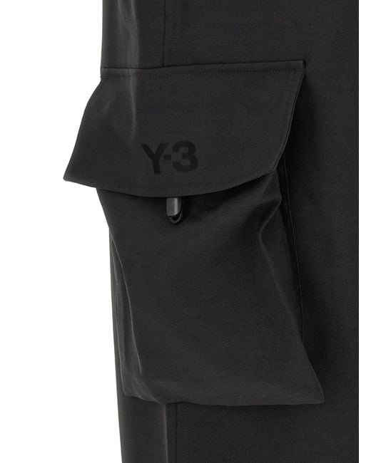 Y-3 Black Polyester Cargo Pants for men