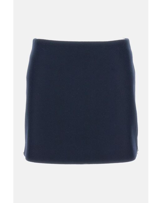 Sportmax Blue Low-Rise Wool Mini Skirt