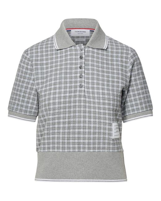 Thom Browne Gray Cotton Blend Polo Shirt