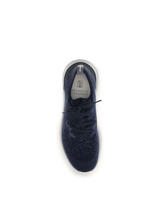 Brunello Cucinelli Blue Cotton Sneakers for men