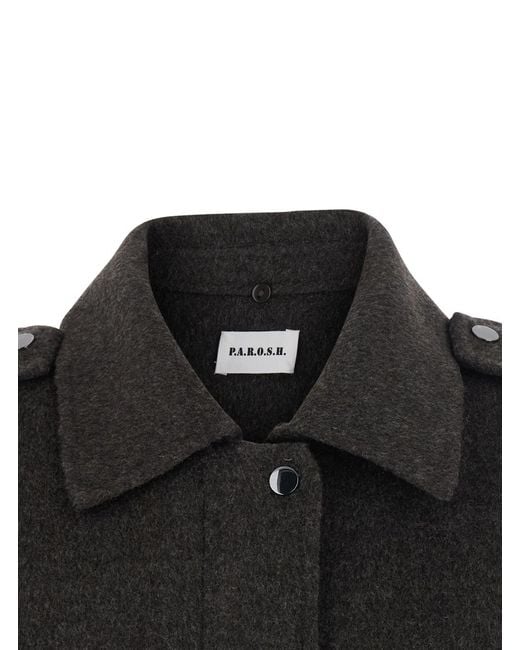 P.A.R.O.S.H. Black Wool Jacket Coat