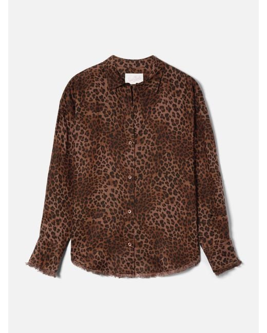 Mc2 Saint Barth Brown Cristal Linen Shirt With Leopard Print