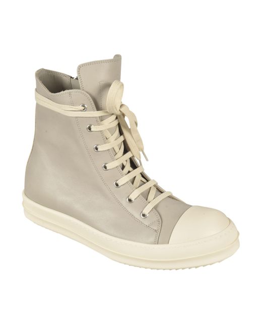 Rick Owens Natural Side Zip High Sneakers for men