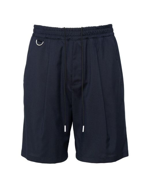 Low Brand Blue Virgin Wool Bermuda Shorts With Elasticated Waistband And Single Pleat for men