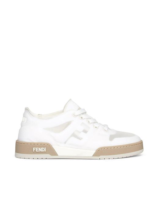Fendi White Match Mesh Low-top Sneakers