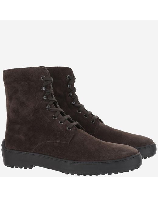 Tod's Black Ankle Boots Suede Calfskin for men