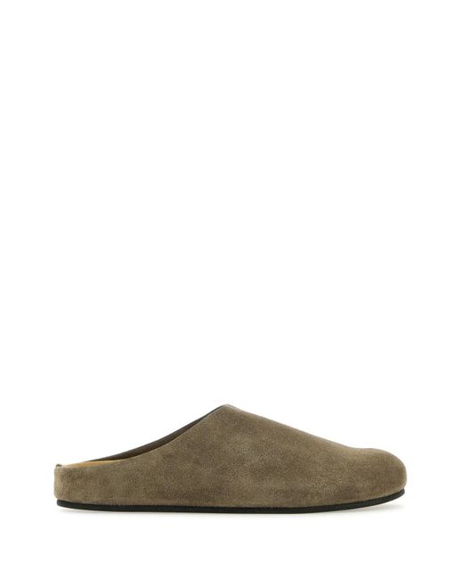 The Row Green Dove Suede Hugo Slippers