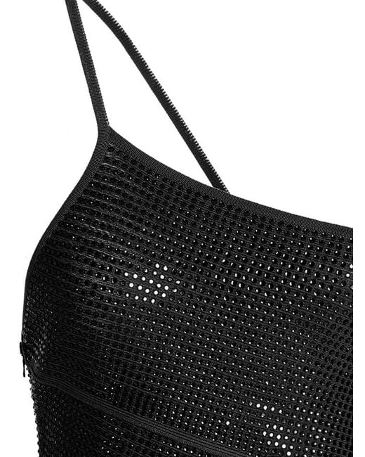 ANDREADAMO Black Sequin One Shoulder Dress Viscose Polyester