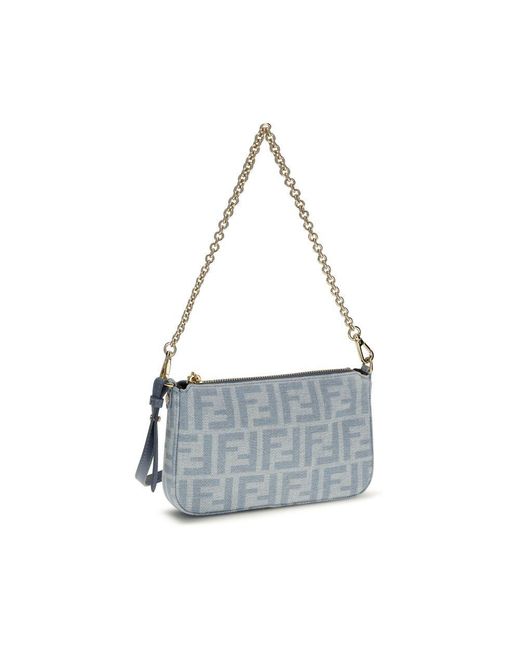 Fendi Gray Cotton Clutch Bag
