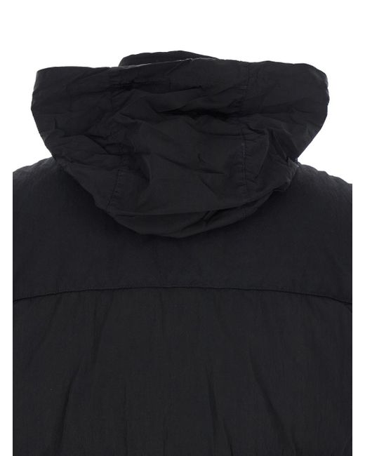 C P Company Blue Vest With Mock Drawstring Neck And Logo Plaque On The Front for men