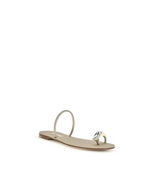 Casadei Natural Calf Leather Bos Taurus Flat Sandals